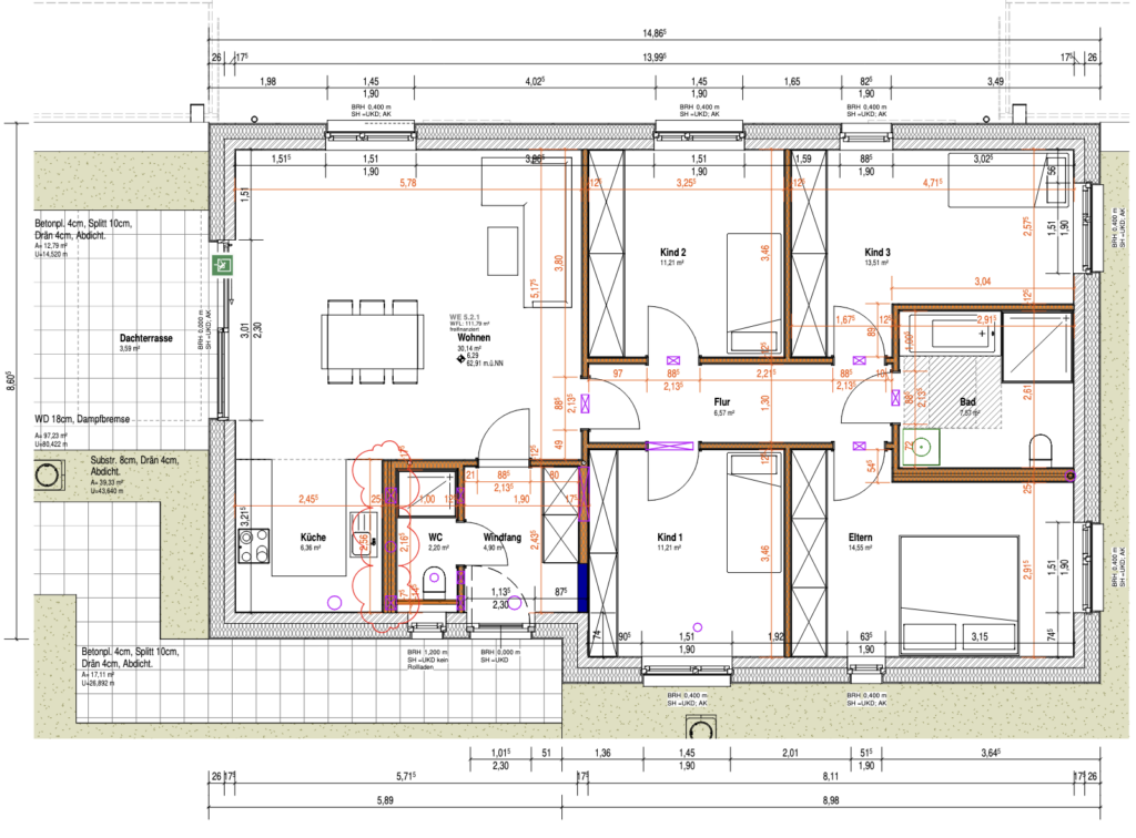 Grundriss 5 Zimmer Wohnung