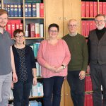 Vorstand der WiGe mit Vertreter der Stadt Warendorf und der Kirchengemeinde St. Laurentius zur Vertragsunterzeichnung